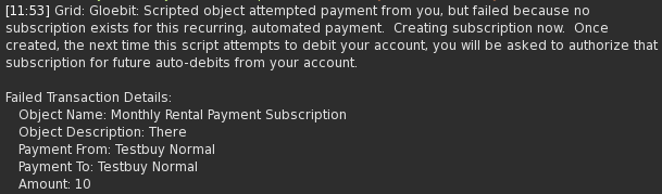 Transaciton failed, subscription created message in chat