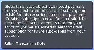 Transaciton failed, subscription created message